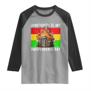Juneteenth Is My Independence Day Raglan Shirt Bold Afro Liberation Pan-African Flag TS02 Sport Gray Black Print Your Wear