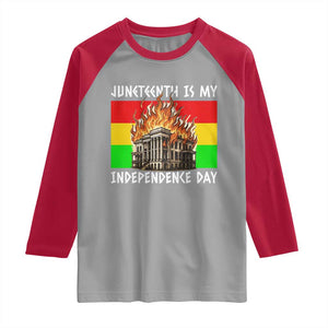 Juneteenth Is My Independence Day Raglan Shirt Bold Afro Liberation Pan-African Flag TS02 Sport Gray Red Print Your Wear