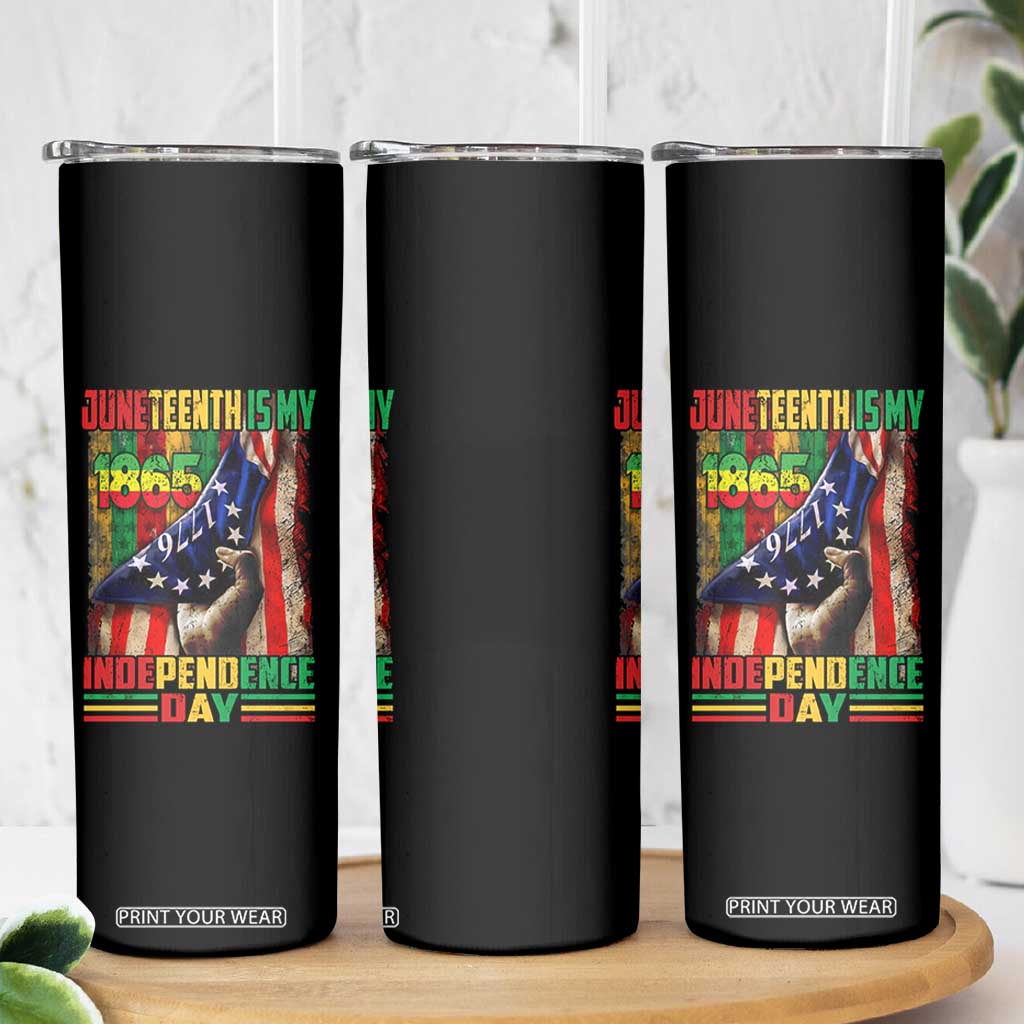 Juneteenth Is My Independence Day Skinny Tumbler Black Pride American Flag TS11 Print Your Wear