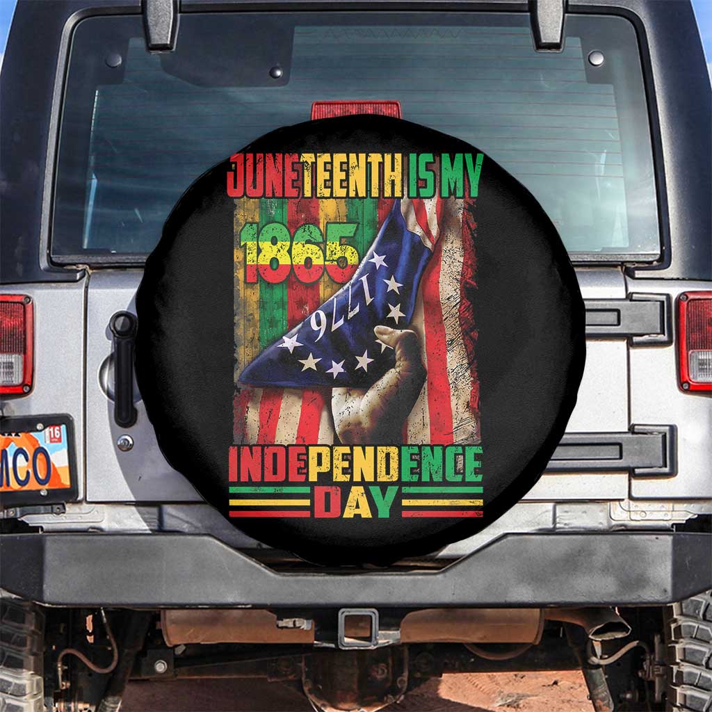 Juneteenth Is My Independence Day Spare Tire Cover Black Pride American Flag TS11 No hole Black Print Your Wear