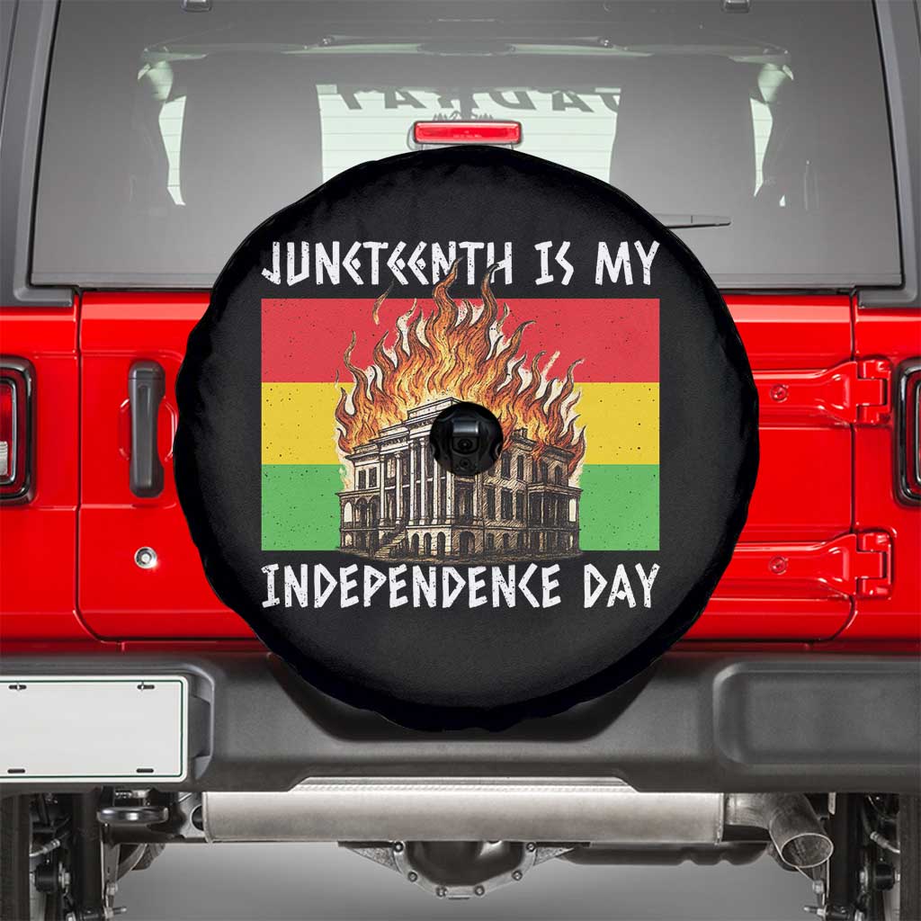 Juneteenth Is My Independence Day Spare Tire Cover Bold Afro Liberation Pan-African Flag TS02 Black Print Your Wear