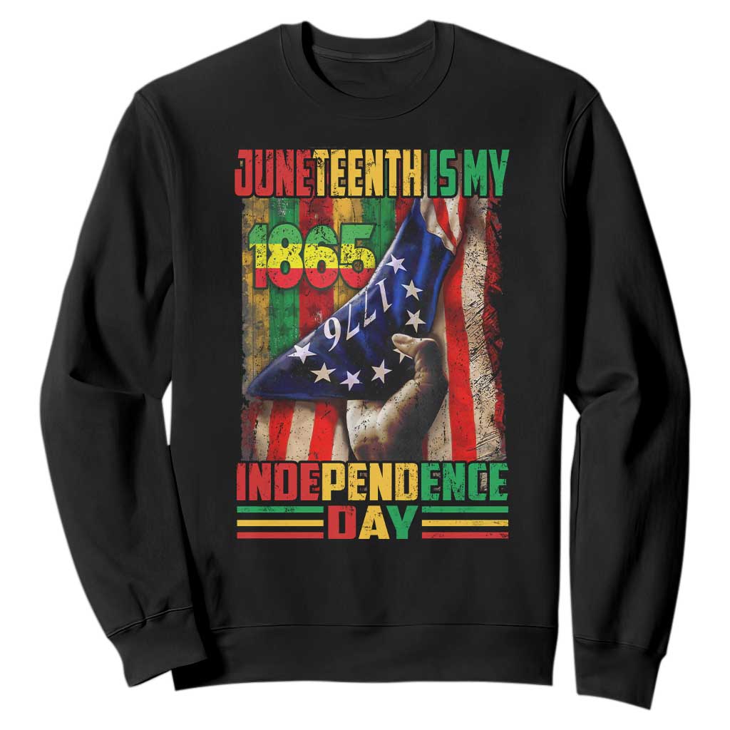 Juneteenth Is My Independence Day Sweatshirt Black Pride American Flag TS11 Black Print Your Wear