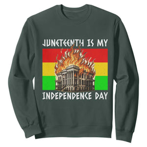 Juneteenth Is My Independence Day Sweatshirt Bold Afro Liberation Pan-African Flag TS02 Dark Forest Green Print Your Wear