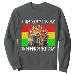 Juneteenth Is My Independence Day Sweatshirt Bold Afro Liberation Pan-African Flag TS02 Dark Heather Print Your Wear