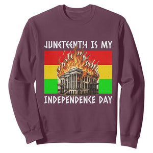 Juneteenth Is My Independence Day Sweatshirt Bold Afro Liberation Pan-African Flag TS02 Maroon Print Your Wear