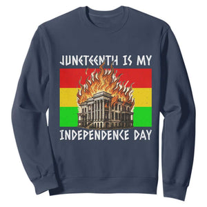 Juneteenth Is My Independence Day Sweatshirt Bold Afro Liberation Pan-African Flag TS02 Navy Print Your Wear