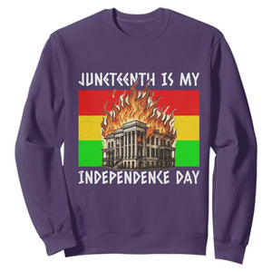 Juneteenth Is My Independence Day Sweatshirt Bold Afro Liberation Pan-African Flag TS02 Purple Print Your Wear