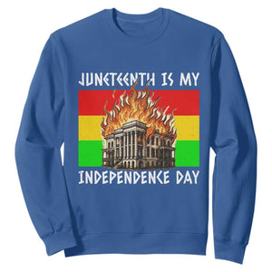 Juneteenth Is My Independence Day Sweatshirt Bold Afro Liberation Pan-African Flag TS02 Royal Blue Print Your Wear