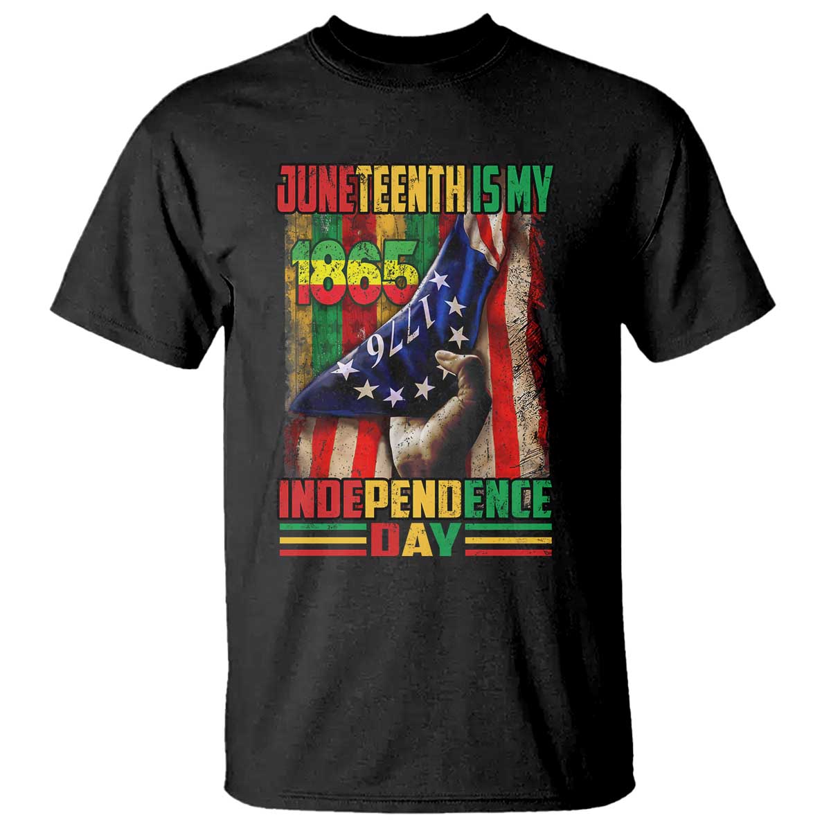 Juneteenth Is My Independence Day T Shirt Black Pride American Flag TS11 Black Print Your Wear