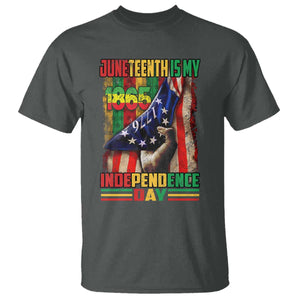 Juneteenth Is My Independence Day T Shirt Black Pride American Flag TS11 Dark Heather Print Your Wear