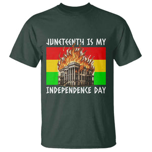 Juneteenth Is My Independence Day T Shirt Bold Afro Liberation Pan-African Flag TS02 Dark Forest Green Print Your Wear
