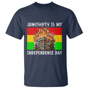Juneteenth Is My Independence Day T Shirt Bold Afro Liberation Pan-African Flag TS02 Navy Print Your Wear