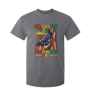Juneteenth Is My Independence Day T Shirt For Kid Black Pride American Flag TS11 Charcoal Print Your Wear