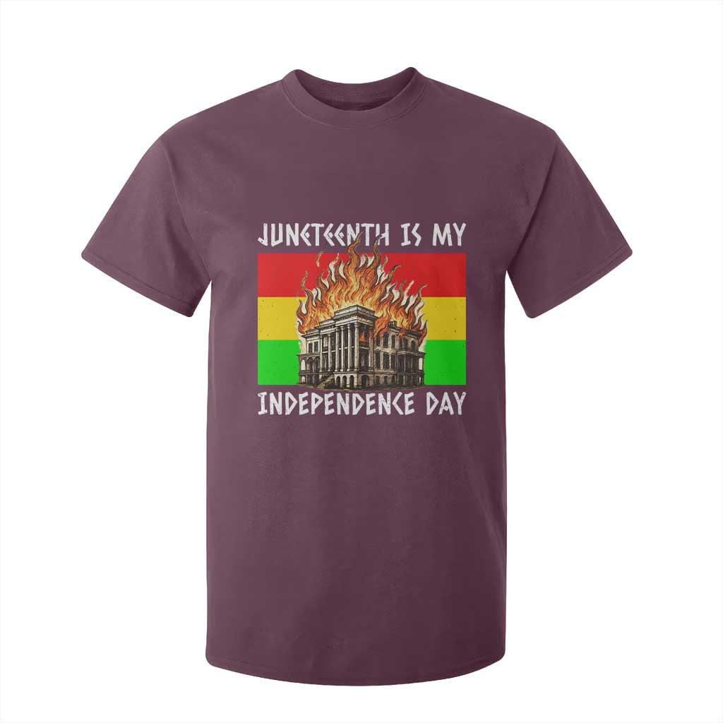 Juneteenth Is My Independence Day T Shirt For Kid Bold Afro Liberation Pan-African Flag TS02 Maroon Print Your Wear