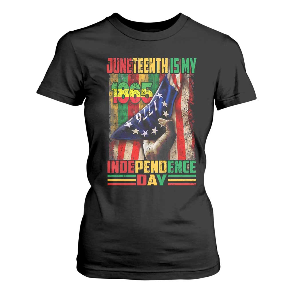 Juneteenth Is My Independence Day T Shirt For Women Black Pride American Flag TS11 Black Print Your Wear
