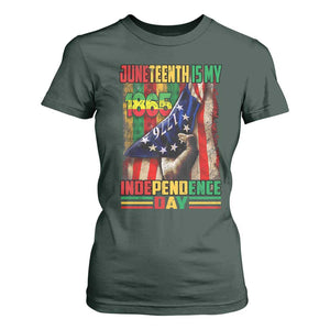 Juneteenth Is My Independence Day T Shirt For Women Black Pride American Flag TS11 Dark Forest Green Print Your Wear