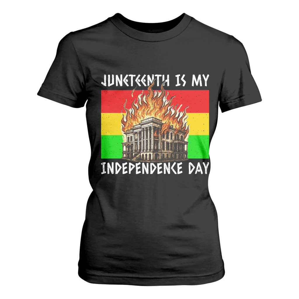 Juneteenth Is My Independence Day T Shirt For Women Bold Afro Liberation Pan-African Flag TS02 Black Print Your Wear