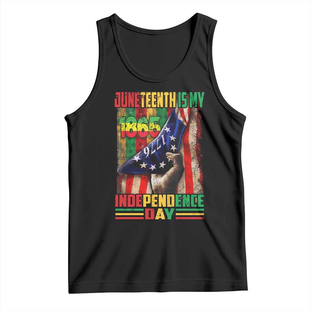 Juneteenth Is My Independence Day Tank Top Black Pride American Flag TS11 Black Print Your Wear