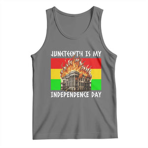 Juneteenth Is My Independence Day Tank Top Bold Afro Liberation Pan-African Flag TS02 Black Heather Print Your Wear