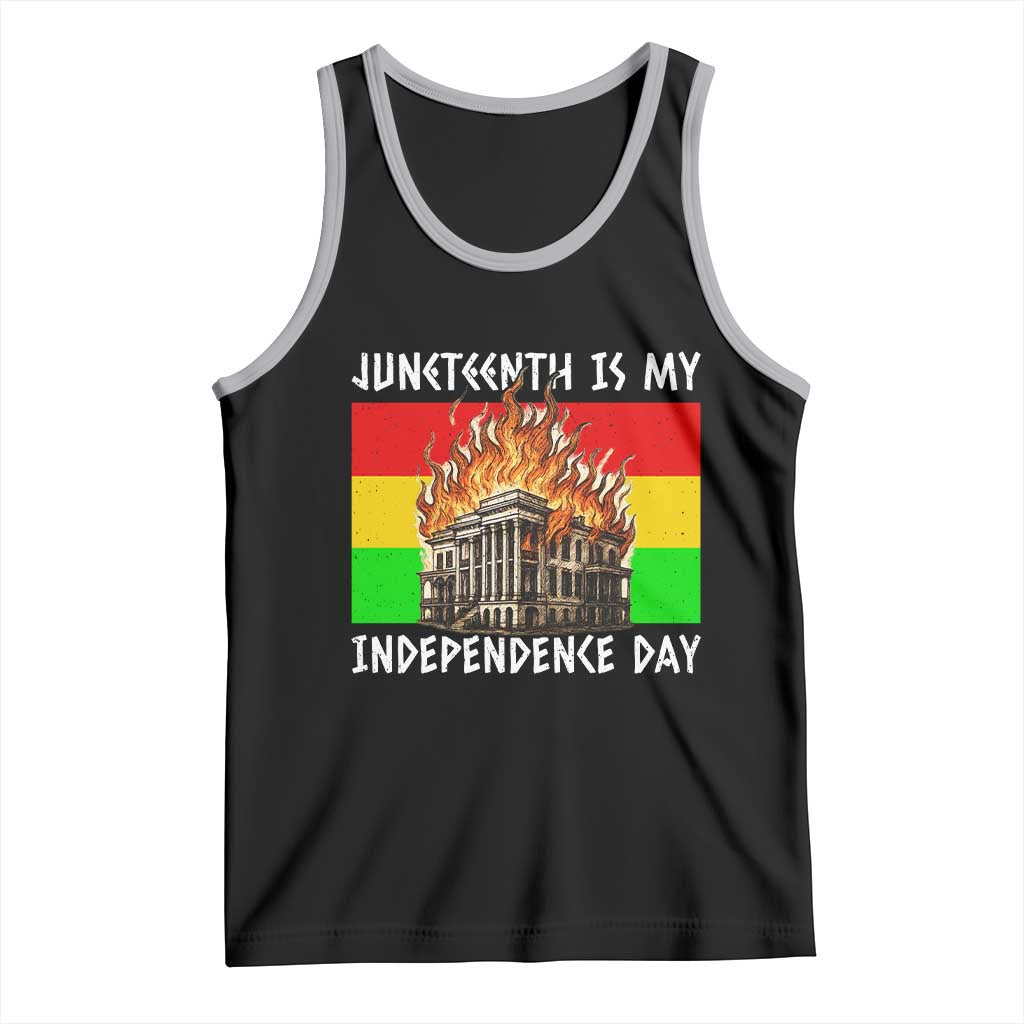 Juneteenth Is My Independence Day Tank Top Bold Afro Liberation Pan-African Flag TS02 Black Athletic Heather Print Your Wear