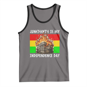 Juneteenth Is My Independence Day Tank Top Bold Afro Liberation Pan-African Flag TS02 Deep Heather Black Print Your Wear