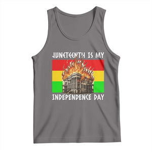 Juneteenth Is My Independence Day Tank Top Bold Afro Liberation Pan-African Flag TS02 Deep Heather Print Your Wear