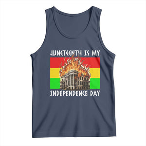 Juneteenth Is My Independence Day Tank Top Bold Afro Liberation Pan-African Flag TS02 Navy Print Your Wear
