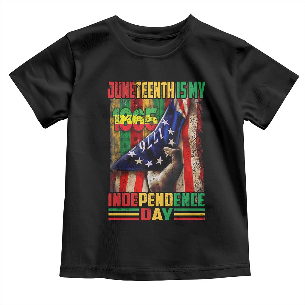 Juneteenth Is My Independence Day Toddler T Shirt Black Pride American Flag TS11 Black Print Your Wear