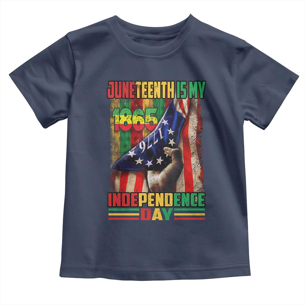 Juneteenth Is My Independence Day Toddler T Shirt Black Pride American Flag TS11 Navy Print Your Wear
