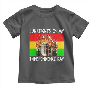 Juneteenth Is My Independence Day Toddler T Shirt Bold Afro Liberation Pan-African Flag TS02 Dark Heather Print Your Wear