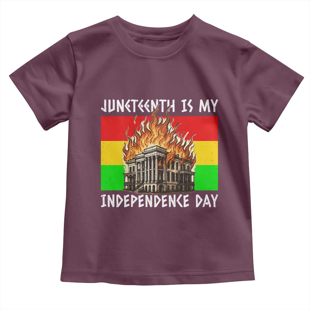 Juneteenth Is My Independence Day Toddler T Shirt Bold Afro Liberation Pan-African Flag TS02 Maroon Print Your Wear