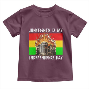 Juneteenth Is My Independence Day Toddler T Shirt Bold Afro Liberation Pan-African Flag TS02 Maroon Print Your Wear