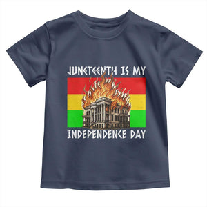 Juneteenth Is My Independence Day Toddler T Shirt Bold Afro Liberation Pan-African Flag TS02 Navy Print Your Wear