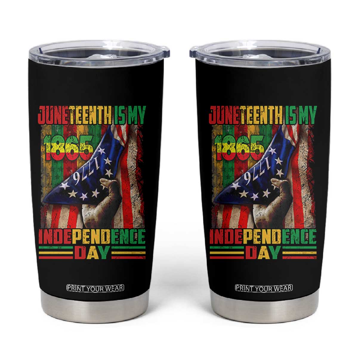 Juneteenth Is My Independence Day Tumbler Cup Black Pride American Flag TS11 Black Print Your Wear