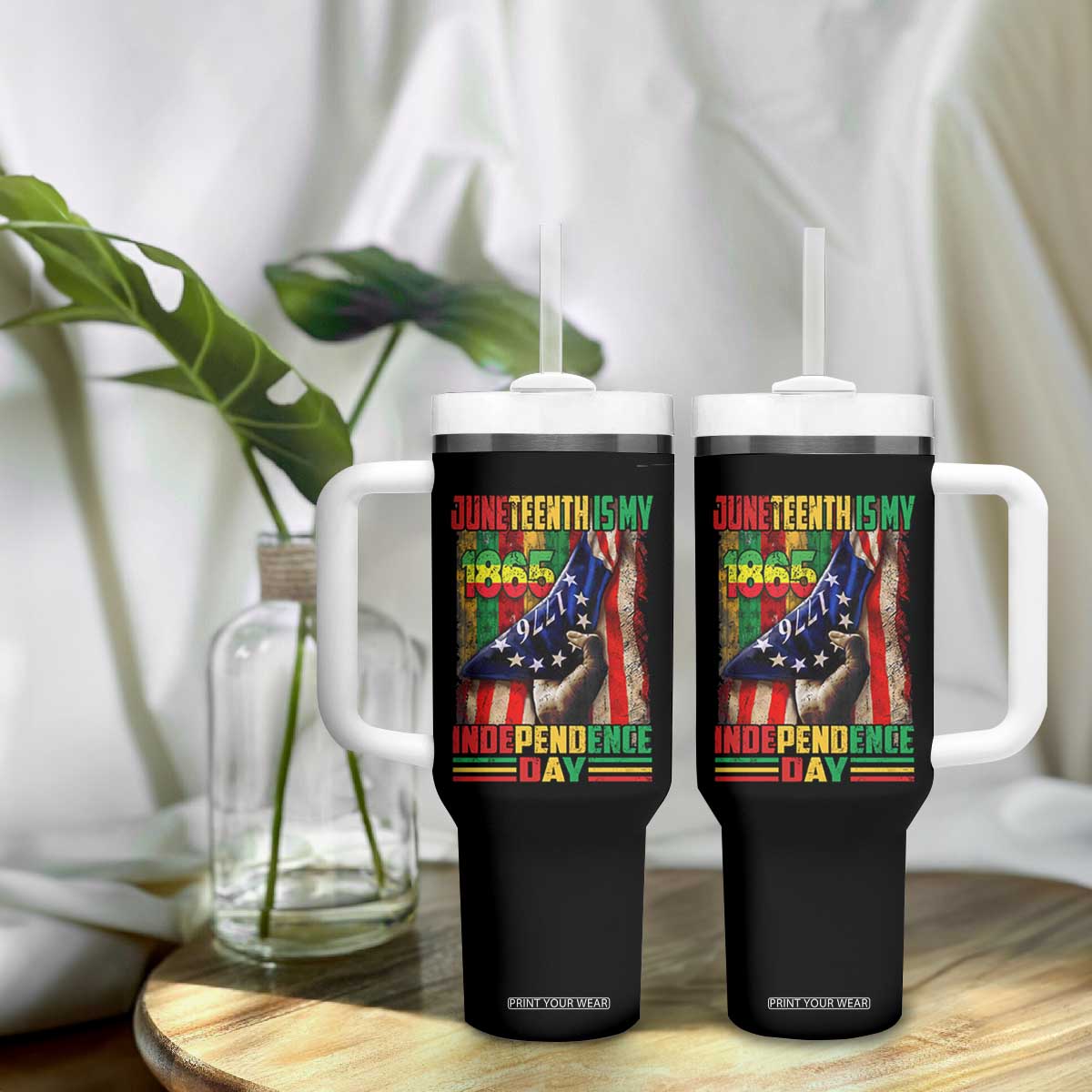 Juneteenth Is My Independence Day Tumbler With Handle Black Pride American Flag TS11 Print Your Wear
