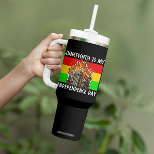 Juneteenth Is My Independence Day Tumbler With Handle Bold Afro Liberation Pan-African Flag TS02 Print Your Wear