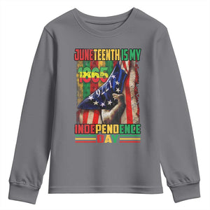 Juneteenth Is My Independence Day Youth Sweatshirt Black Pride American Flag TS11 Charcoal Print Your Wear