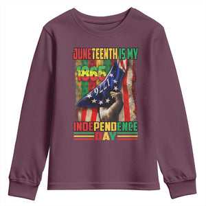Juneteenth Is My Independence Day Youth Sweatshirt Black Pride American Flag TS11 Maroon Print Your Wear