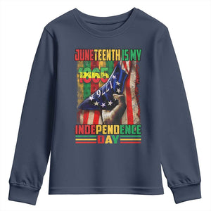 Juneteenth Is My Independence Day Youth Sweatshirt Black Pride American Flag TS11 Navy Print Your Wear