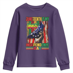 Juneteenth Is My Independence Day Youth Sweatshirt Black Pride American Flag TS11 Purple Print Your Wear