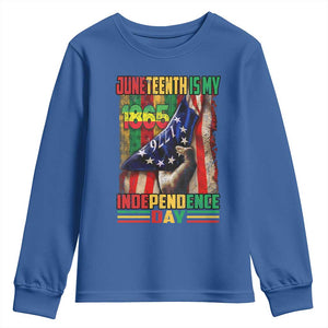 Juneteenth Is My Independence Day Youth Sweatshirt Black Pride American Flag TS11 Royal Blue Print Your Wear