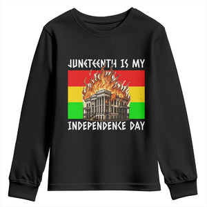 Juneteenth Is My Independence Day Youth Sweatshirt Bold Afro Liberation Pan-African Flag TS02 Black Print Your Wear