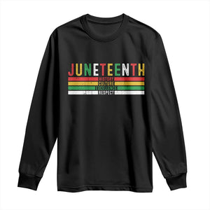 Juneteenth Long Sleeve Shirt Black History Culture Excellence Respect Retro Vintage TS10 Black Print Your Wear