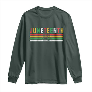 Juneteenth Long Sleeve Shirt Black History Culture Excellence Respect Retro Vintage TS10 Dark Forest Green Print Your Wear