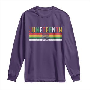 Juneteenth Long Sleeve Shirt Black History Culture Excellence Respect Retro Vintage TS10 Purple Print Your Wear