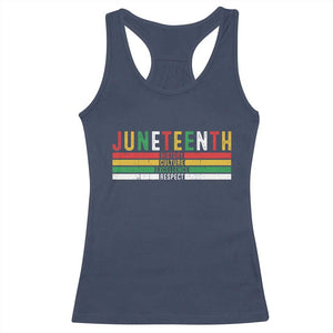 Juneteenth Racerback Tank Top Black History Culture Excellence Respect Retro Vintage TS10 Navy Print Your Wear