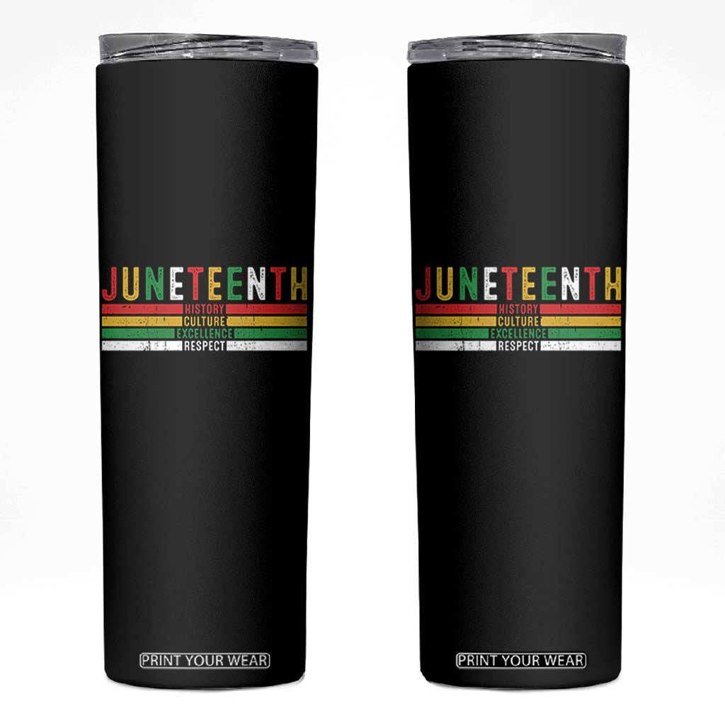 Juneteenth Skinny Tumbler Black History Culture Excellence Respect Retro Vintage TS10 Black Print Your Wear