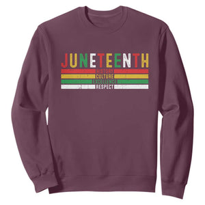 Juneteenth Sweatshirt Black History Culture Excellence Respect Retro Vintage TS10 Maroon Print Your Wear