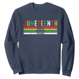 Juneteenth Sweatshirt Black History Culture Excellence Respect Retro Vintage TS10 Navy Print Your Wear
