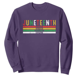 Juneteenth Sweatshirt Black History Culture Excellence Respect Retro Vintage TS10 Purple Print Your Wear